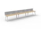 Eternity 3 Person Single Sided Workstation - Eco Panel Screen - Natural Oak Top & White Base - Marble Grey PET