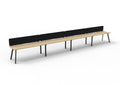 Eternity 4 Person Single Sided Workstation - Eco Panel Screen - Natural Oak Top & Black Base - Black PET