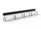 Eternity 4 Person Single Sided Workstation - Eco Panel Screen - Natural White Top & Black Base - Black PET