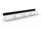 Eternity 4 Person Single Sided Workstation - Eco Panel Screen - Natural White Top & White Base - Black PET