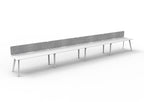 Eternity 4 Person Single Sided Workstation - Eco Panel Screen - Natural White Top & White Base - Marble Grey PET