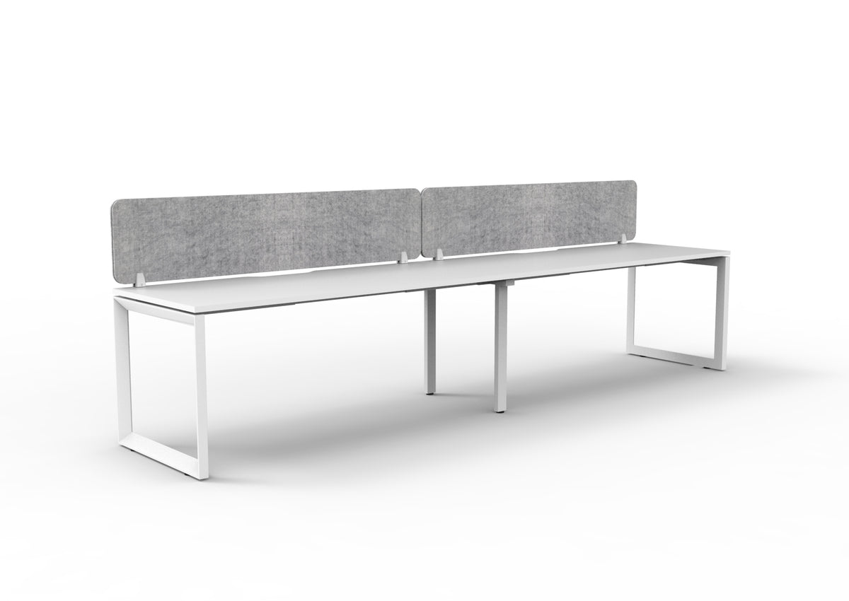 Infinity Loop Leg 2 Person Single Sided Workstation - Eco Panel Screen - Natural White Top & White Base - Marble Grey PET