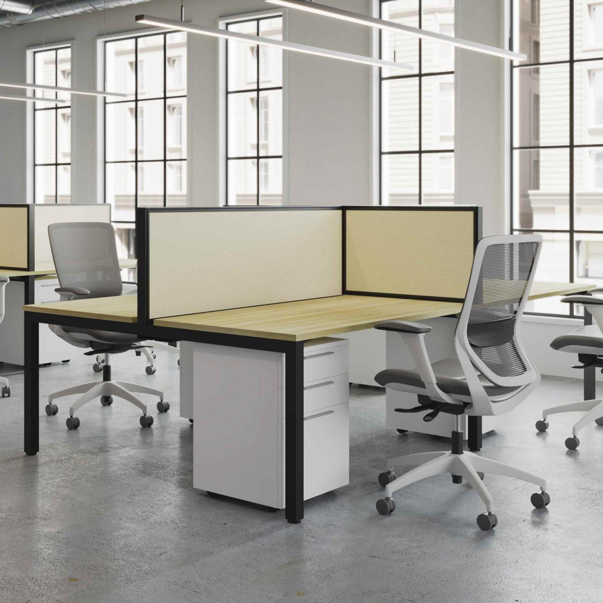 Axis 4-User Double-Sided Workstation - alternate view, size or finish; optional items may be shown