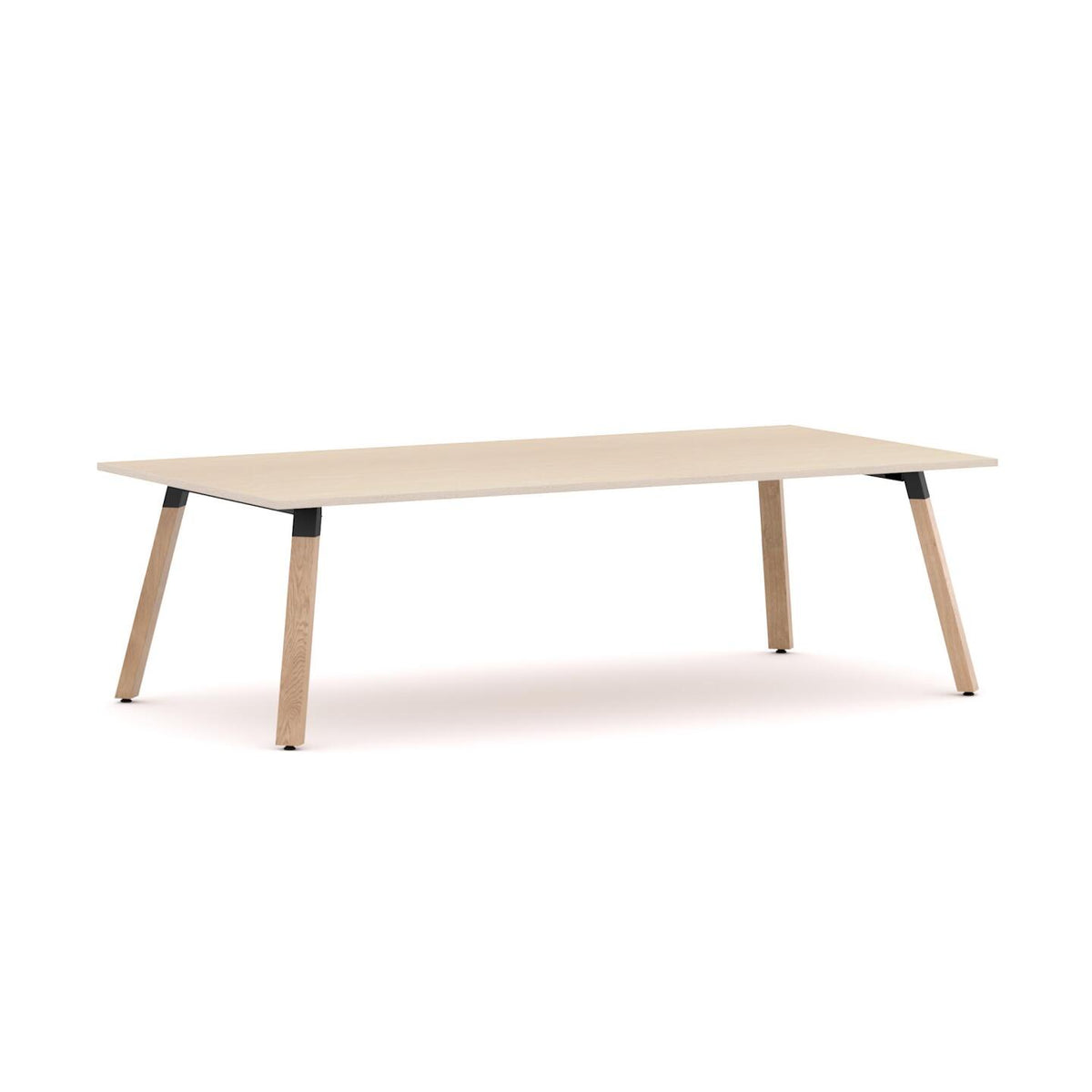 Plantation Boardroom Table 4-Leg — Solid Oak With Black Housing, Nordic Maple
