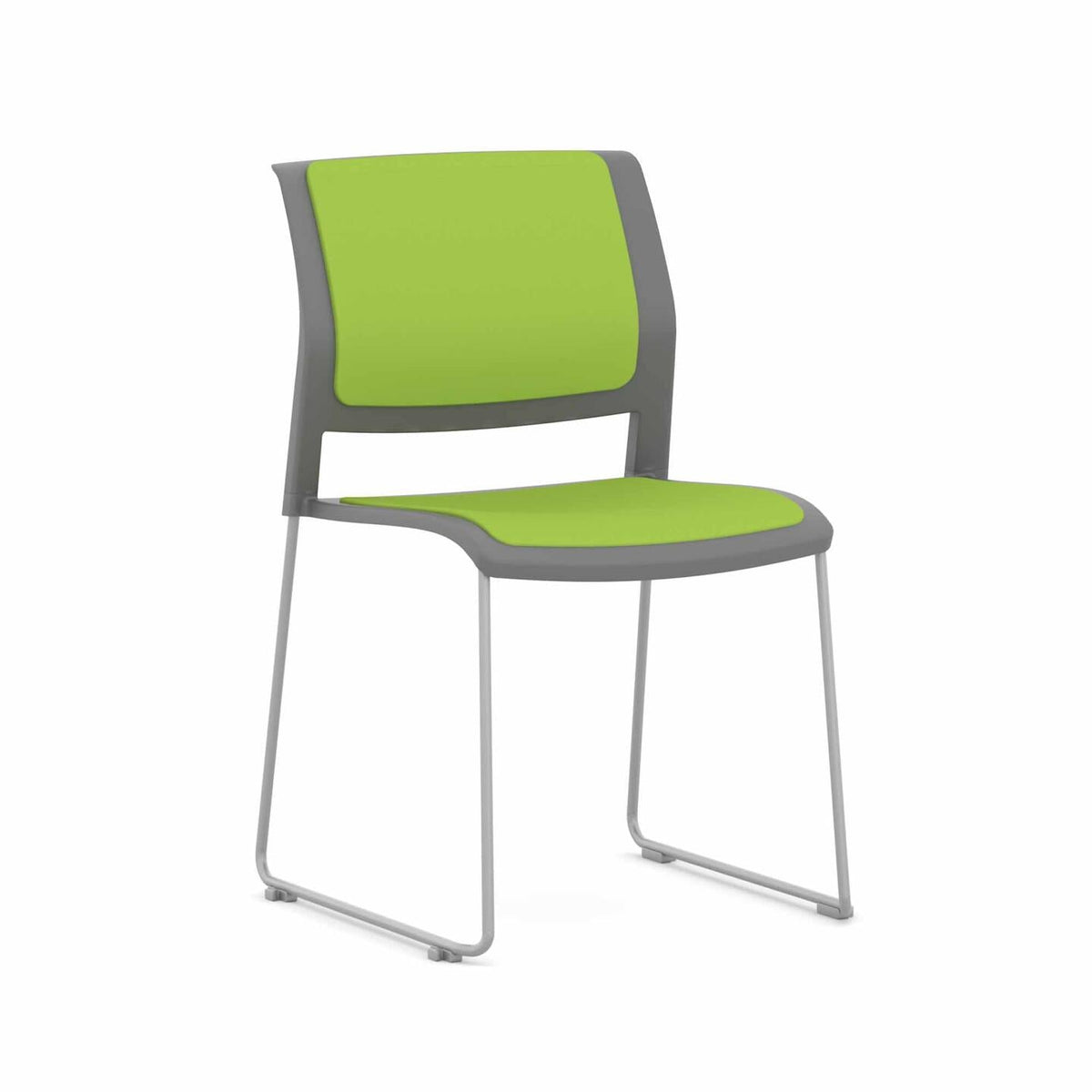 Game Chair Sled – Fully Upholstered — Silver, Charcoal, Lime Green #CM503